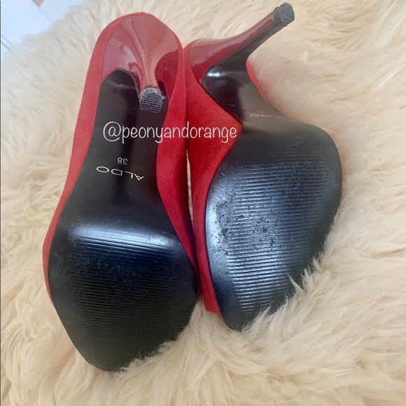 Aldo Red Peep toe high heels 👠 Size 8 - Picture 4 of 4